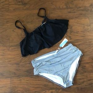 Black 2XL ruffle top bikini